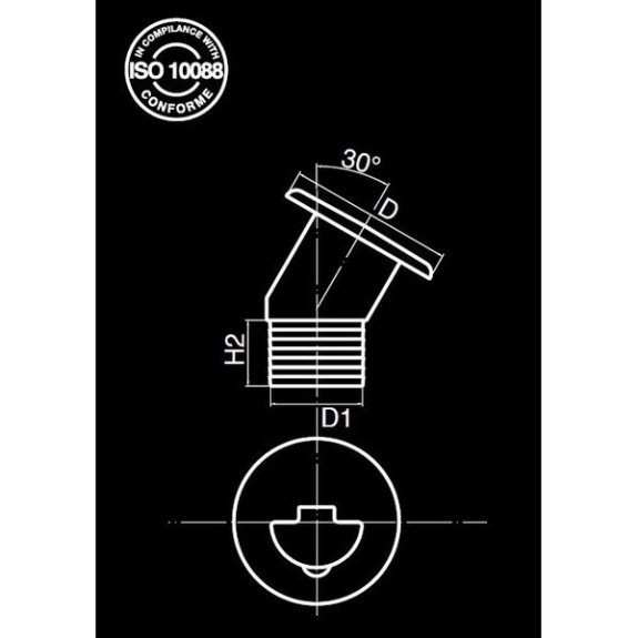Nable carburant bateau Laiton incliné - D38mm